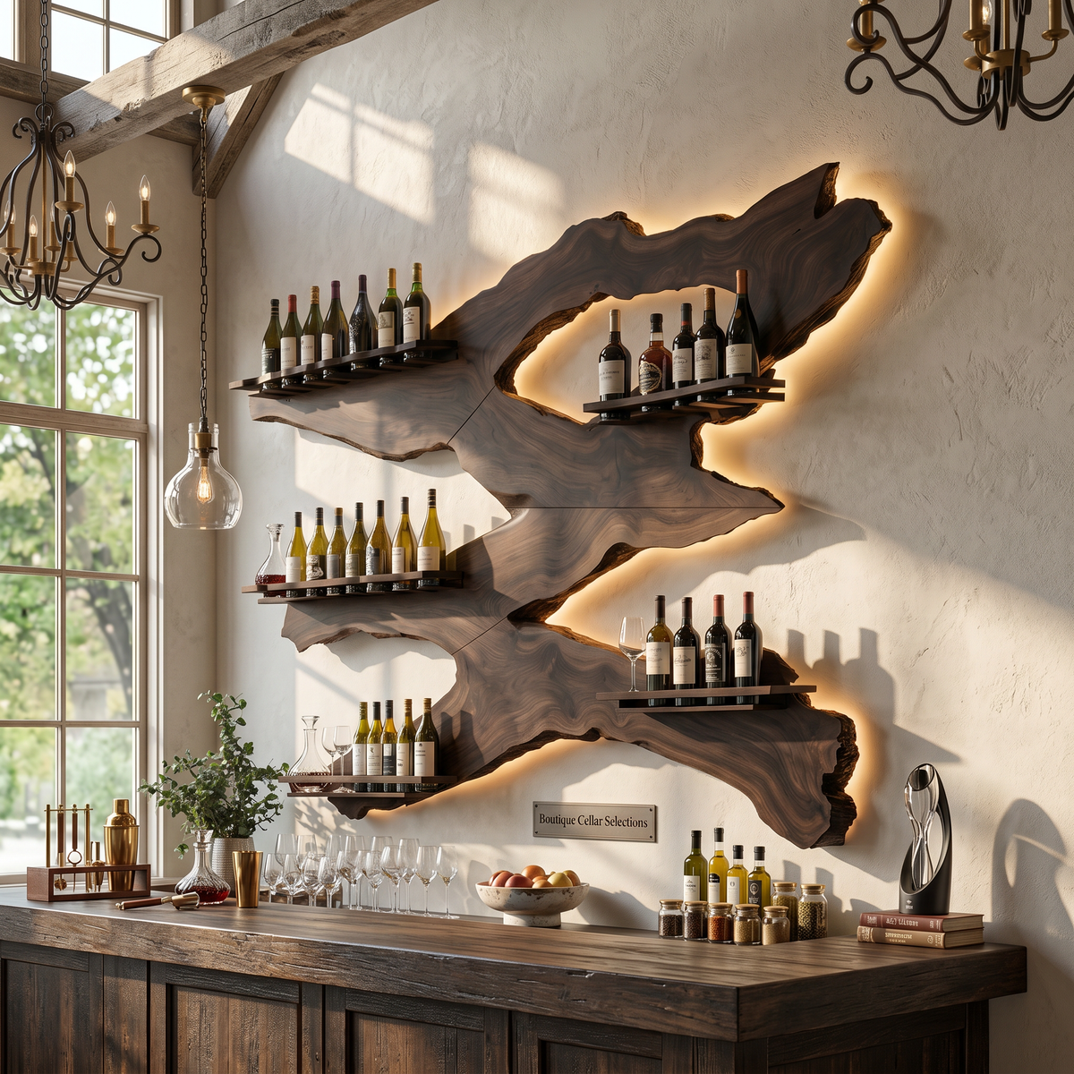 Handcrafted Wine Holder For Kitchen Wine Wall Accent
